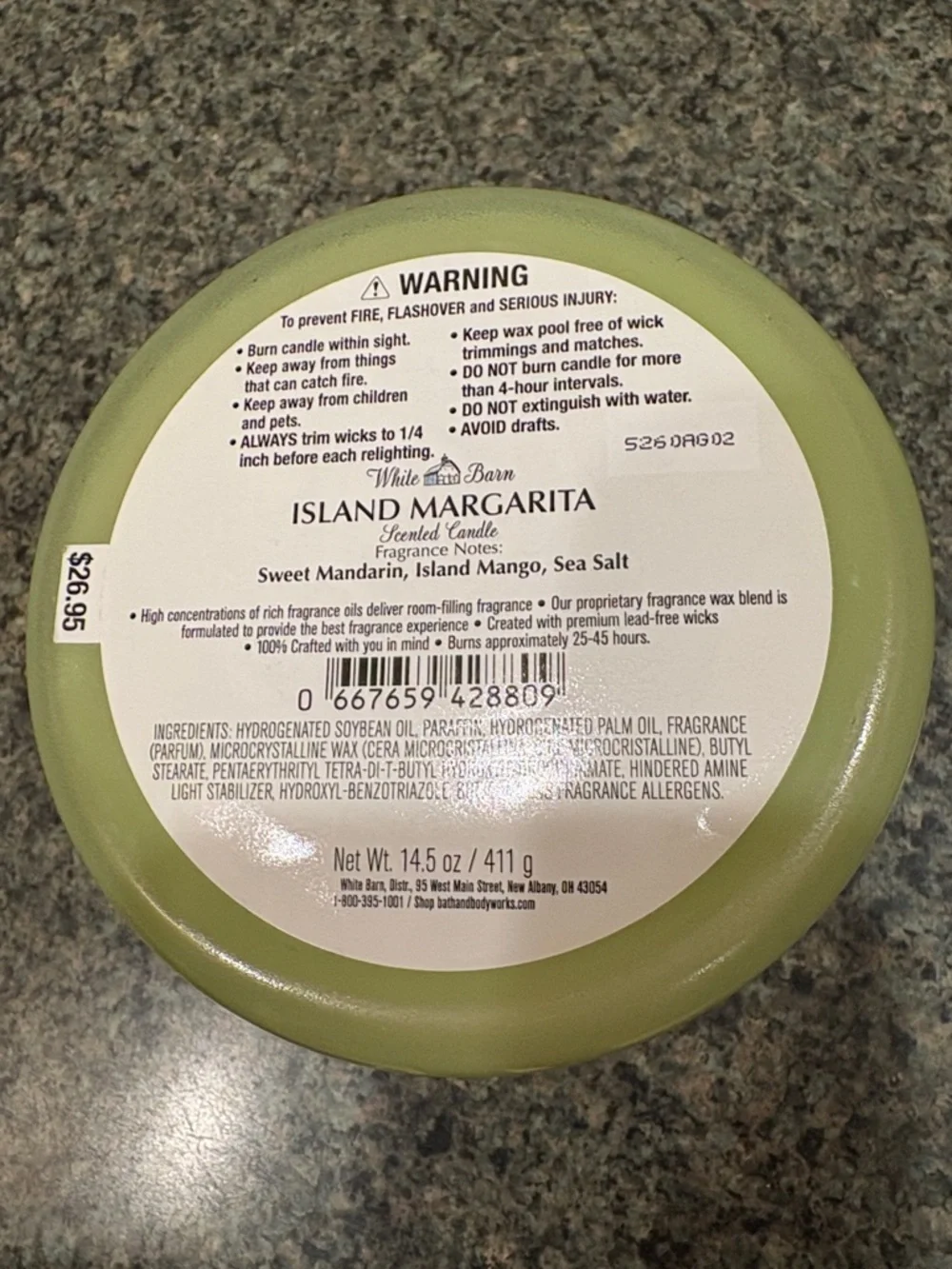 Nwt 3 wick “Island Margarita” from white barn - Picture 3 of 3